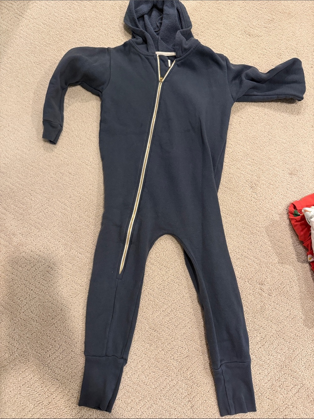Children's Navy Hooded Zip One-Piece Footie
